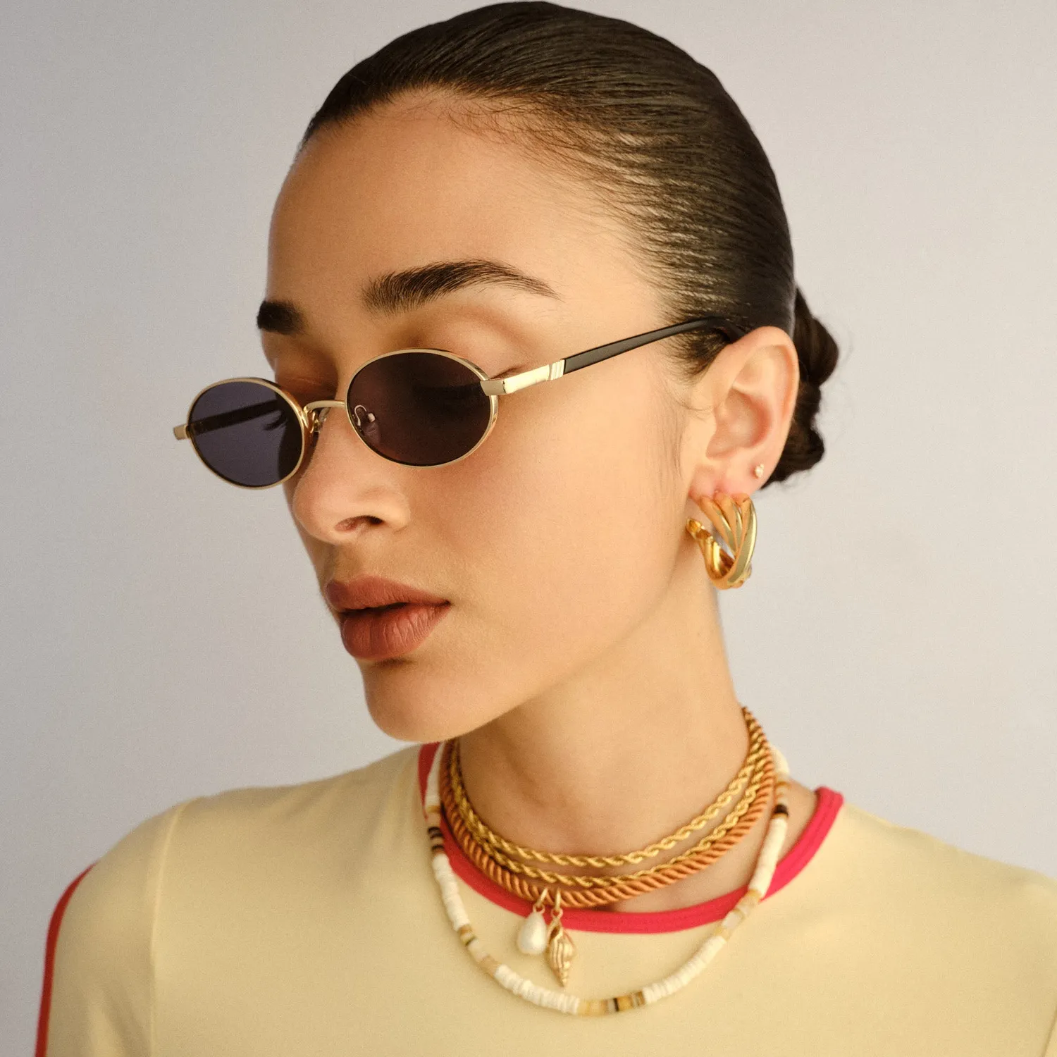 Le Specs Icicle occhiale da sole oro ovale fumo
