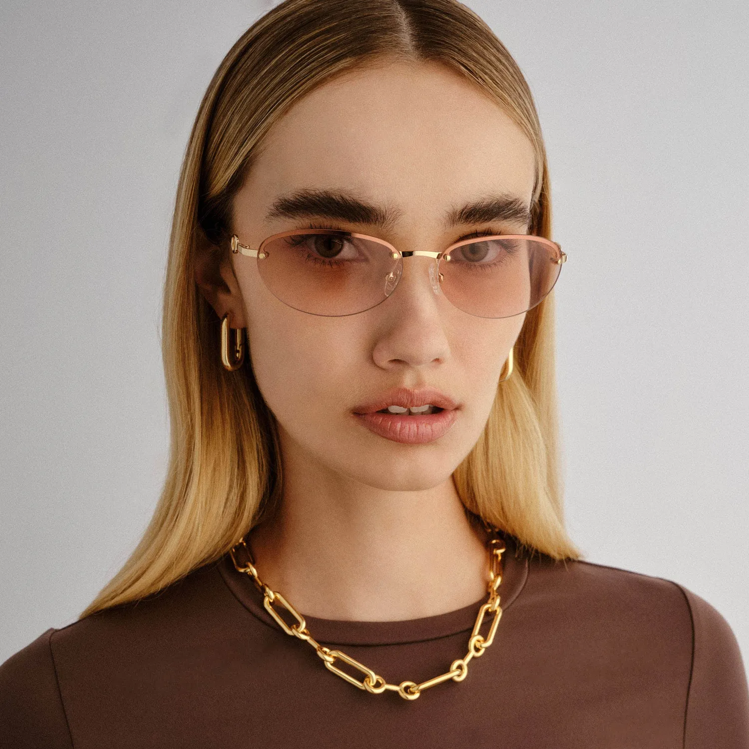 Le Specs Slinky occhiali da sole oro marrone grad senza montatura