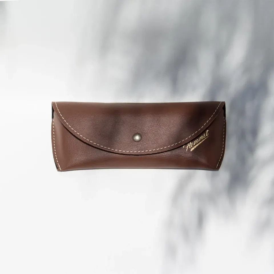 Hemmet Original Case custodia occhiali marrone pelle vegana