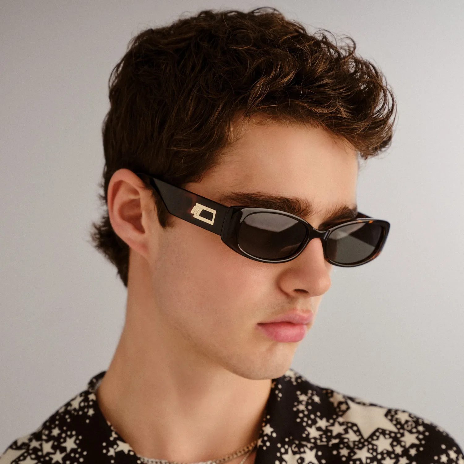 Le Specs Starlight occhiali da sole tartarugato rettangolare
