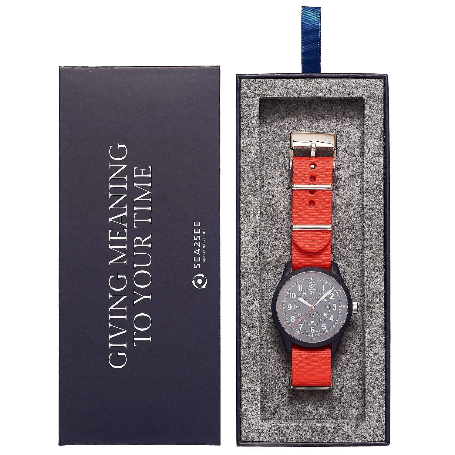 Sea2See Seal 05 orologio 41 mm blu cinturino rosso
