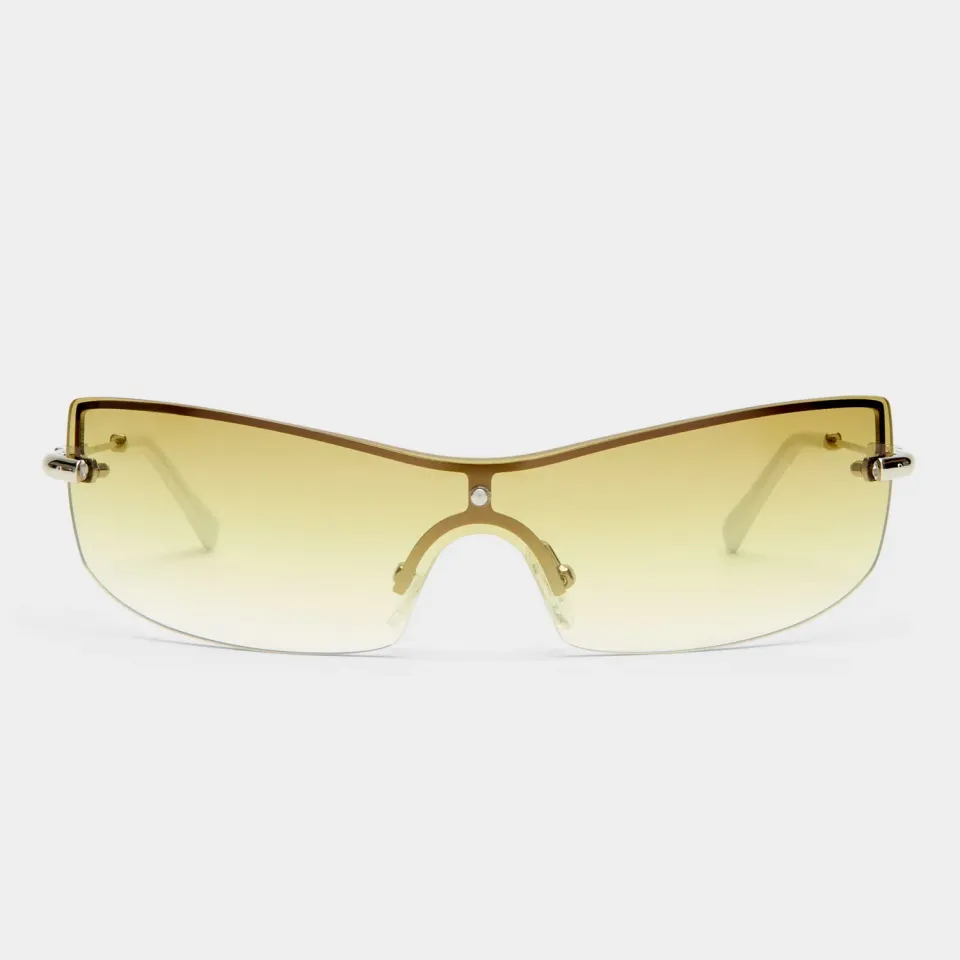 Le Specs Velvetine occhiali sole rimless silver ocra