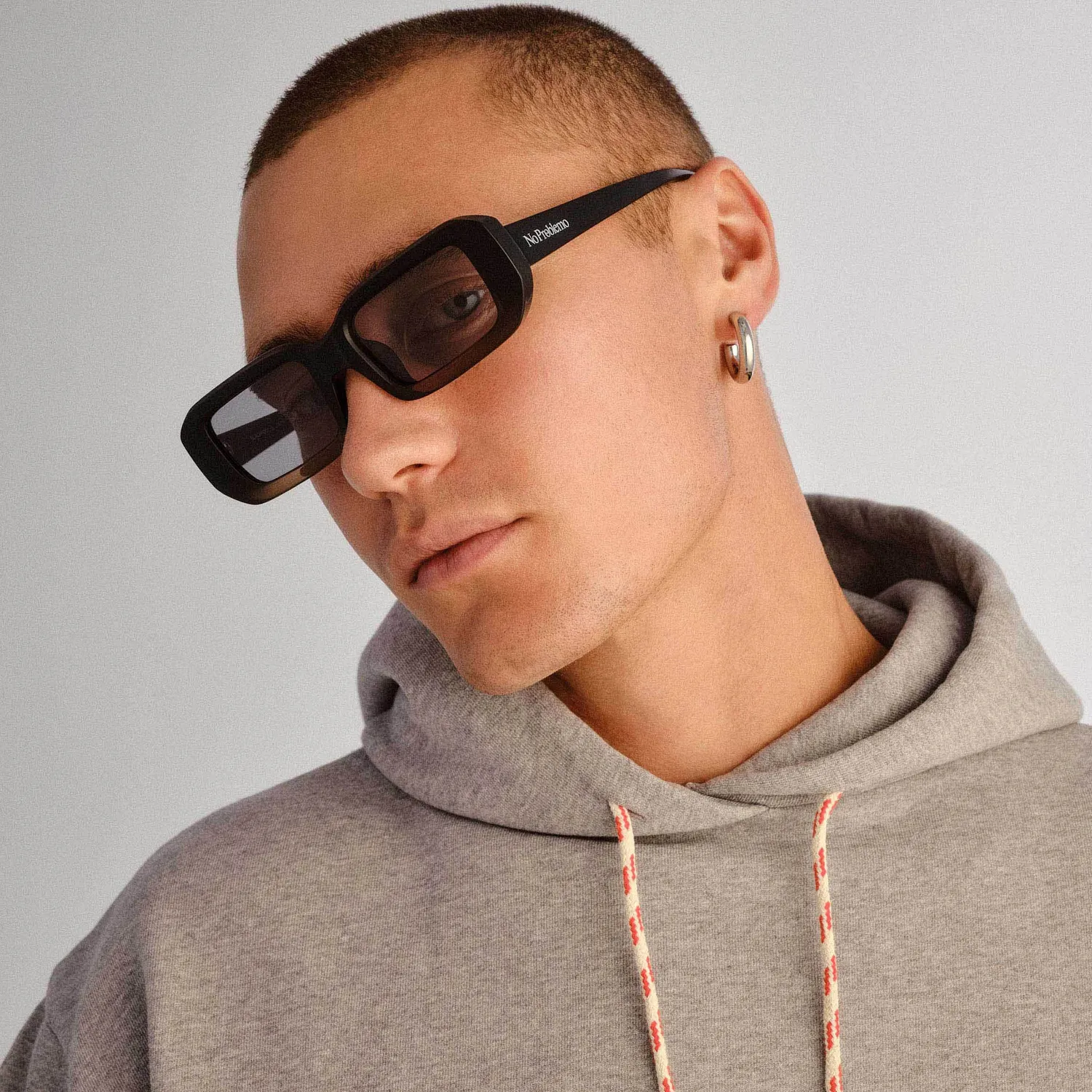 Le Specs Blackpool occhiali da sole nero khaki rettangolari