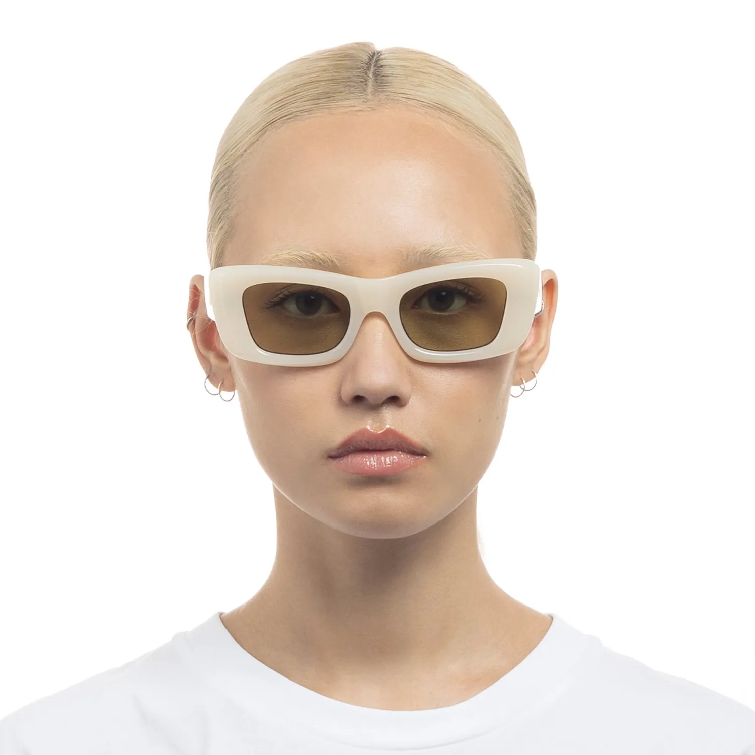 Le Specs Dopamine occhiali da sole milky almond oversize