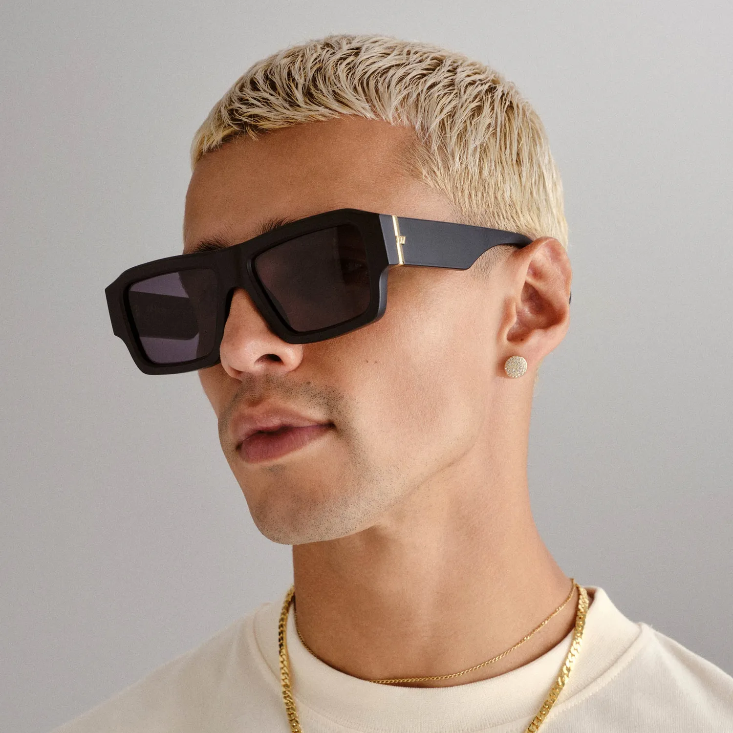 Le Specs Polygraph occhiali da sole nero opaco rettangolari