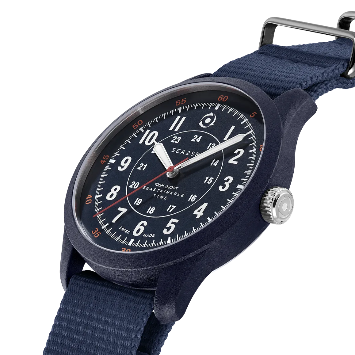 Sea2See Seal 05 orologio 41 mm blu cinturino rosso