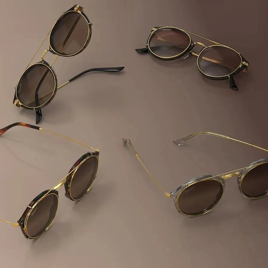 Hemmet Clip-on S2 Light Brown occhiali sole oro