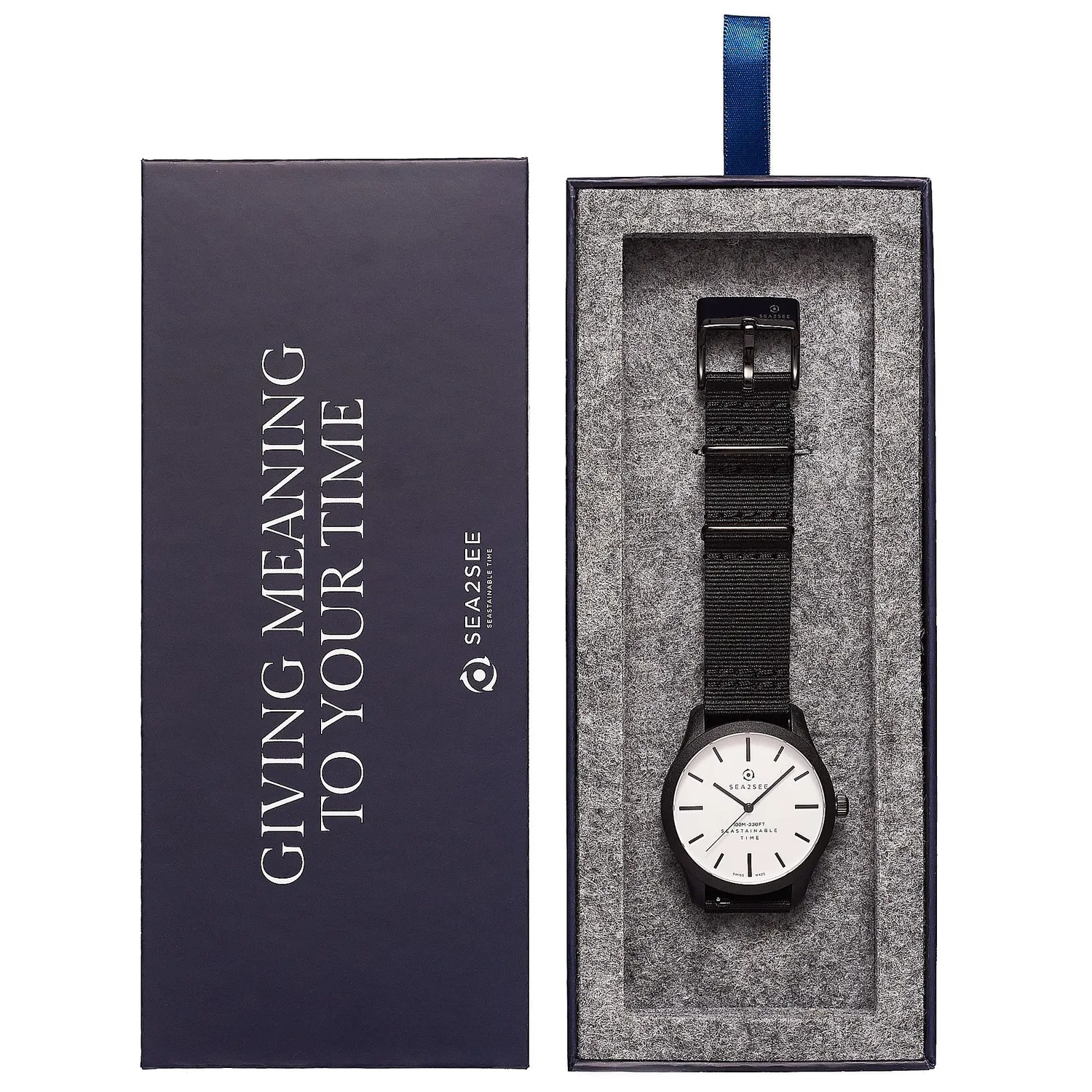 Sea2See Fiji 01 orologio 37 mm nero quadrante bianco