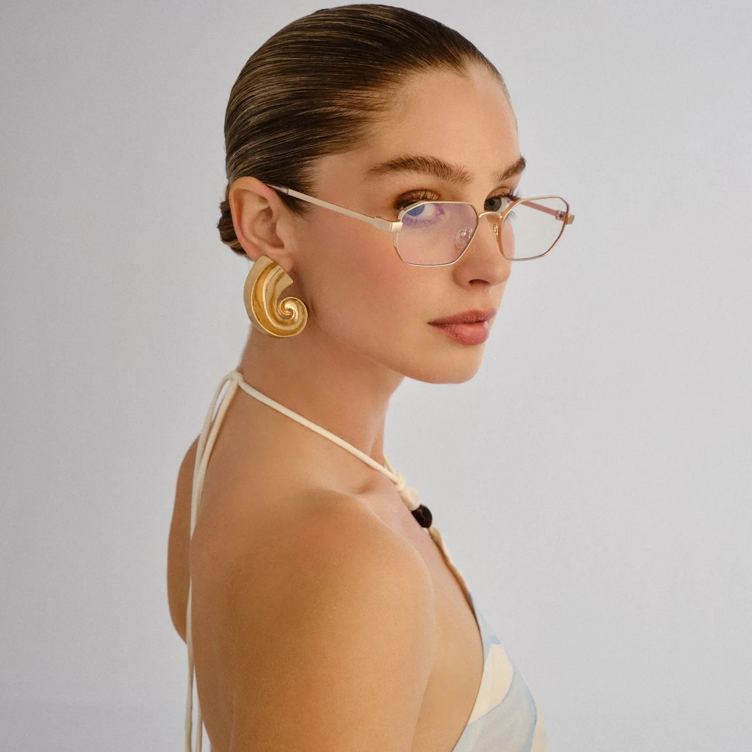 Le Specs Mythic occhiali luce blu oro ottagonali