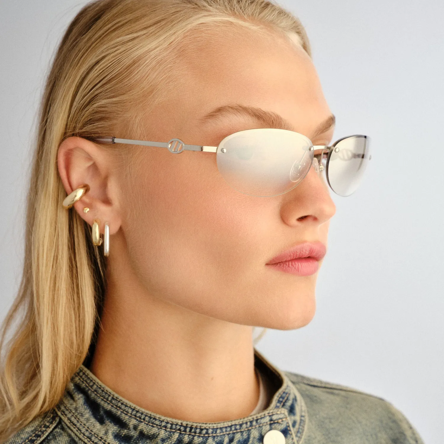 Le Specs Slinky occhiali da sole silver flash ovali