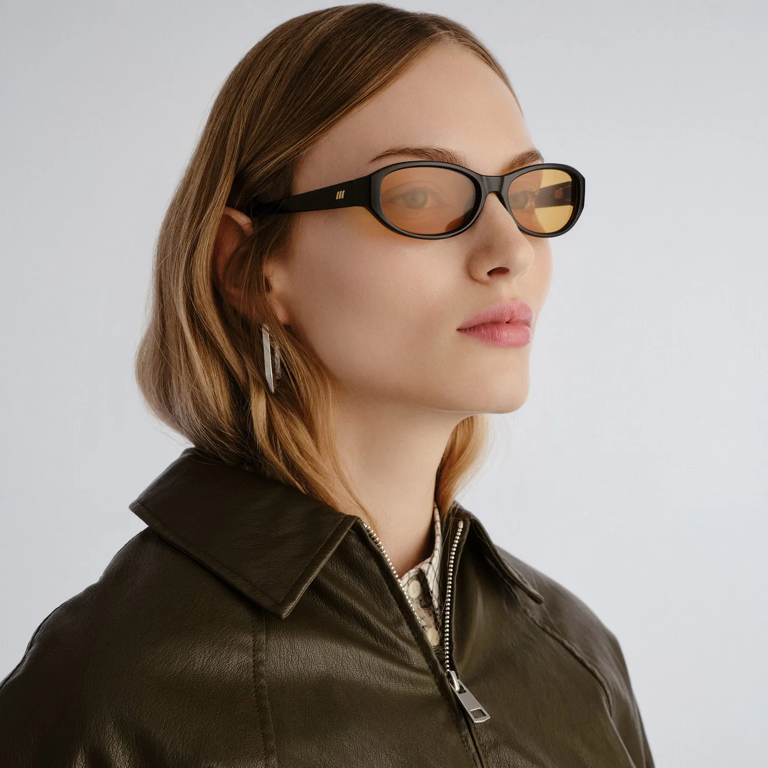 Le Specs Don't Cha occhiali da sole neri ovali slim