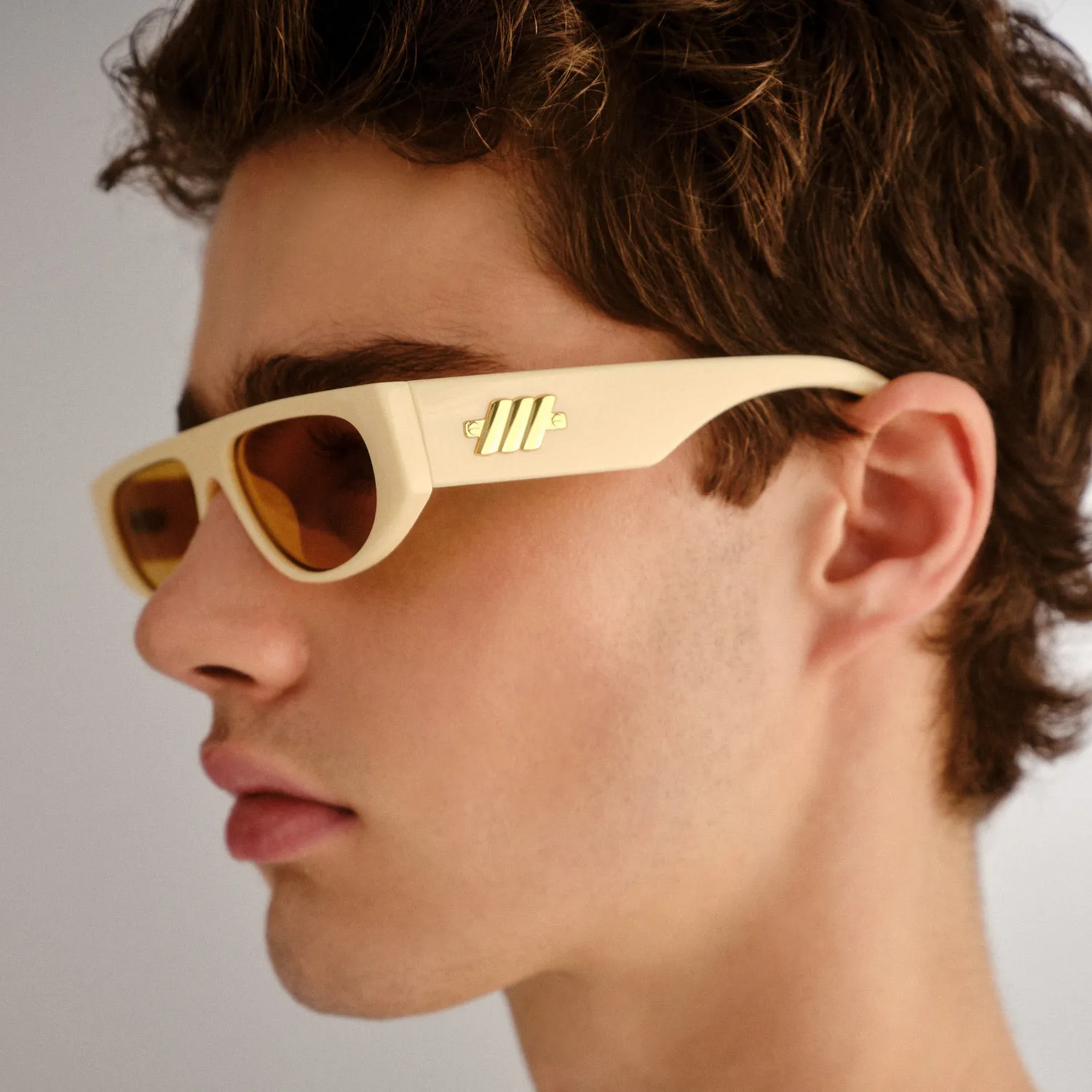 Le Specs Le Ritual occhiali da sole avorio ottone D-frame