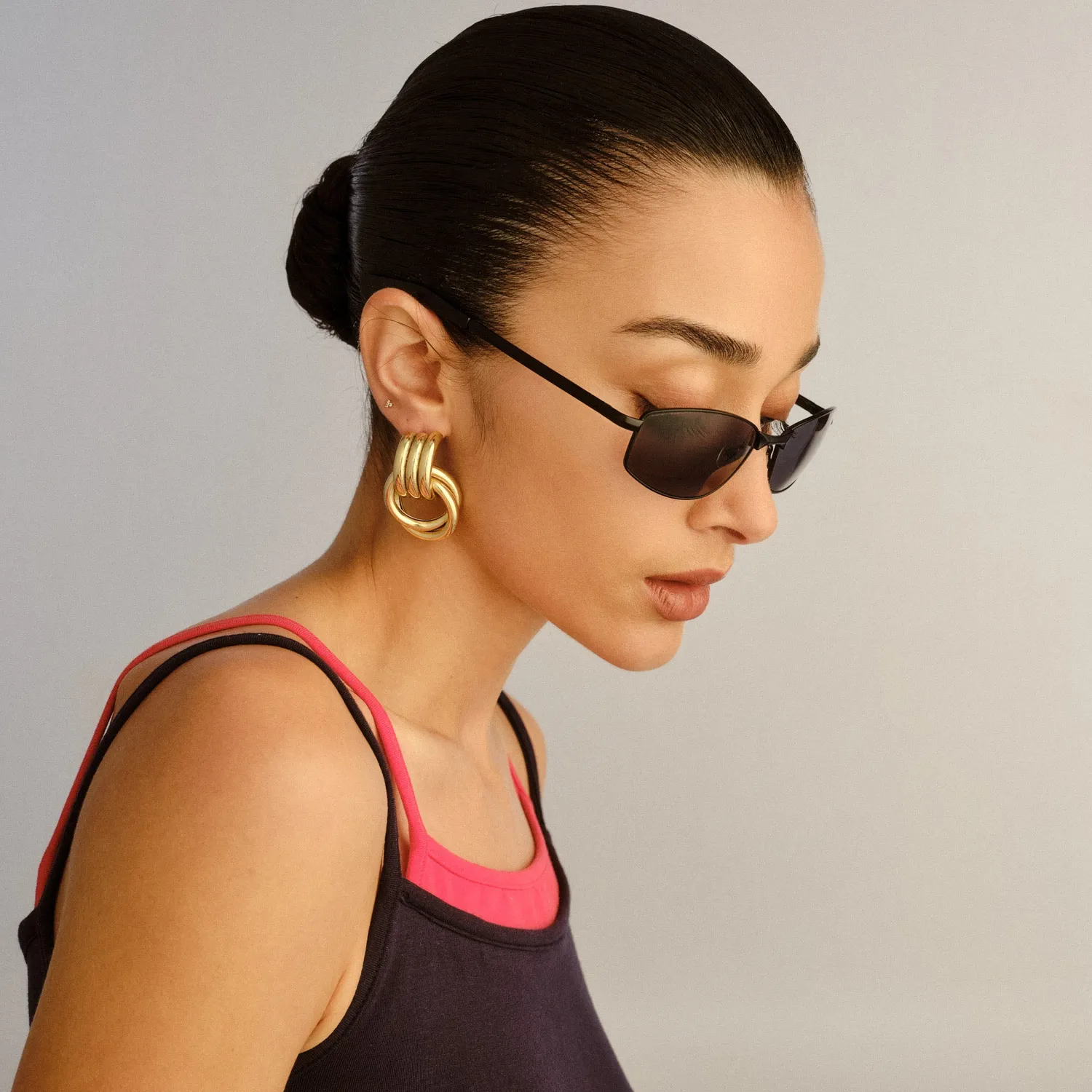 Le Specs Star Beam occhiali da sole nero opaco ovale wrap