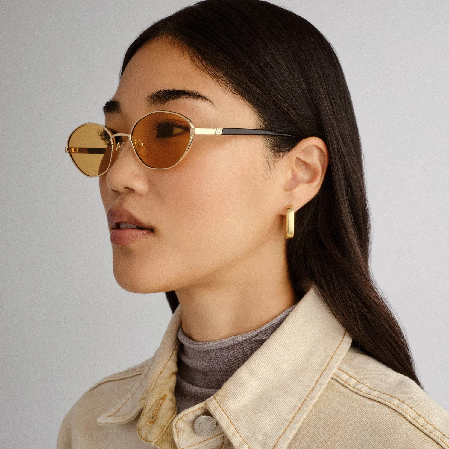 Le Specs Le Bebe occhiali da sole oro lente ambra ovale