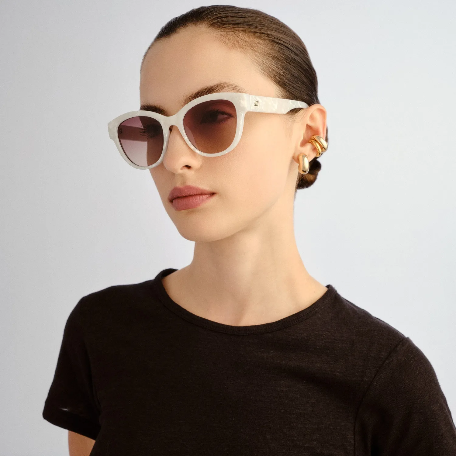 Le Specs Majestic occhiali da sole white marble tondi