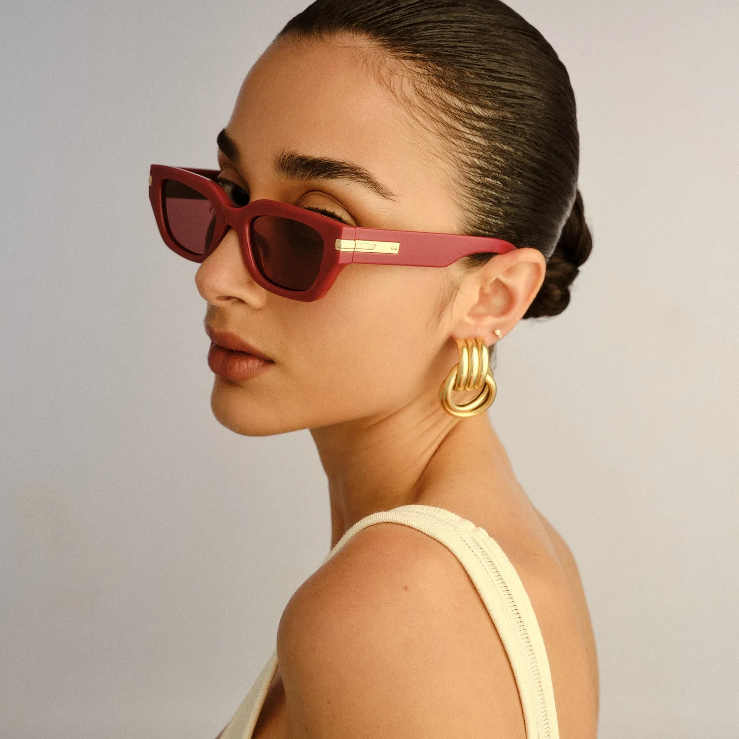 Le Specs Cubito+ occhiale da sole burgundy lente rosa