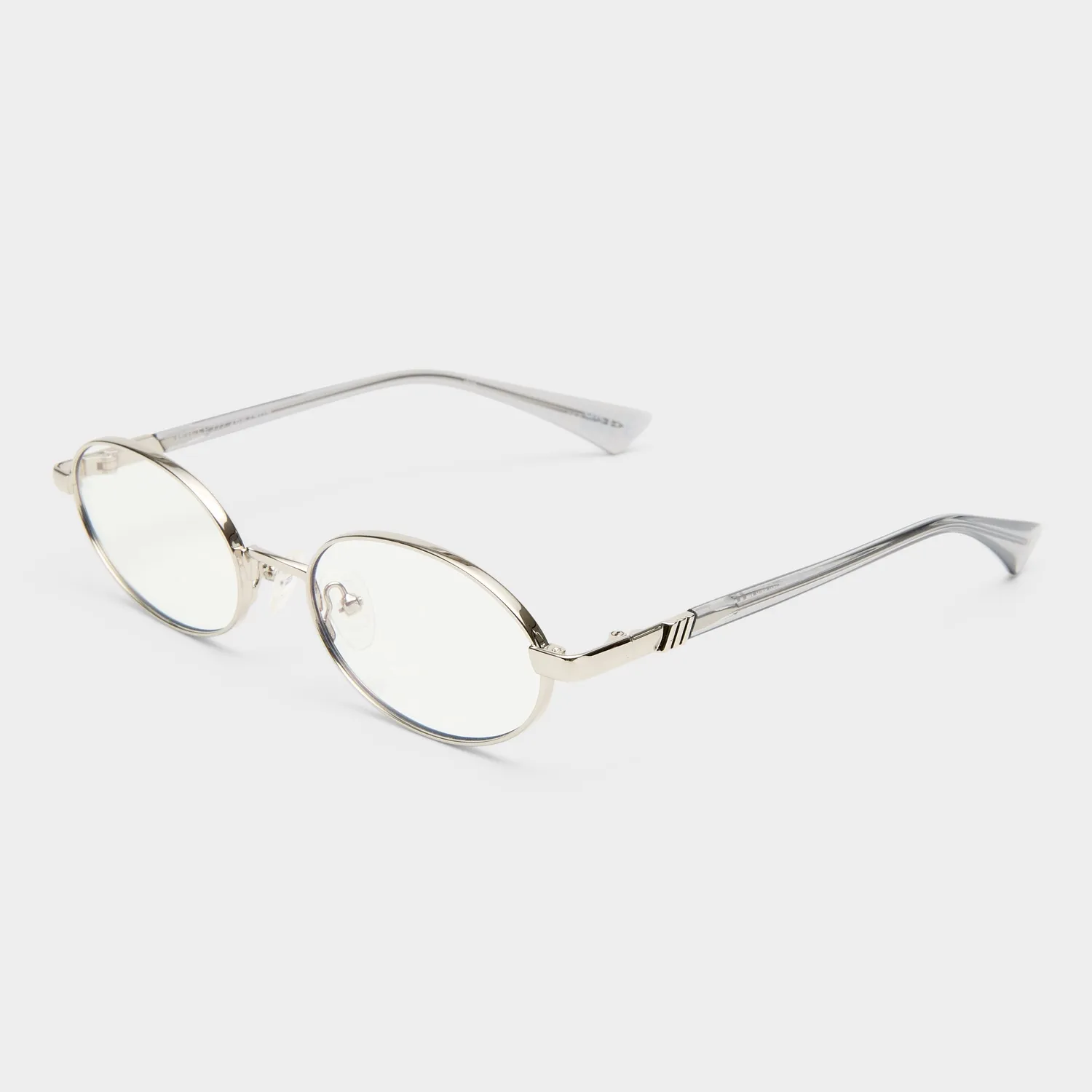 Le Specs Icicle occhiali luce blu argento ovali