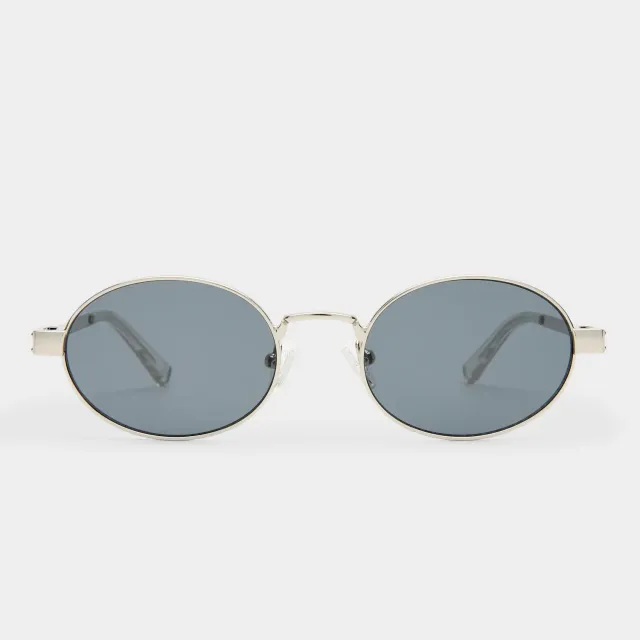 Le Specs Poseidon Deux occhiale da sole argento ovale