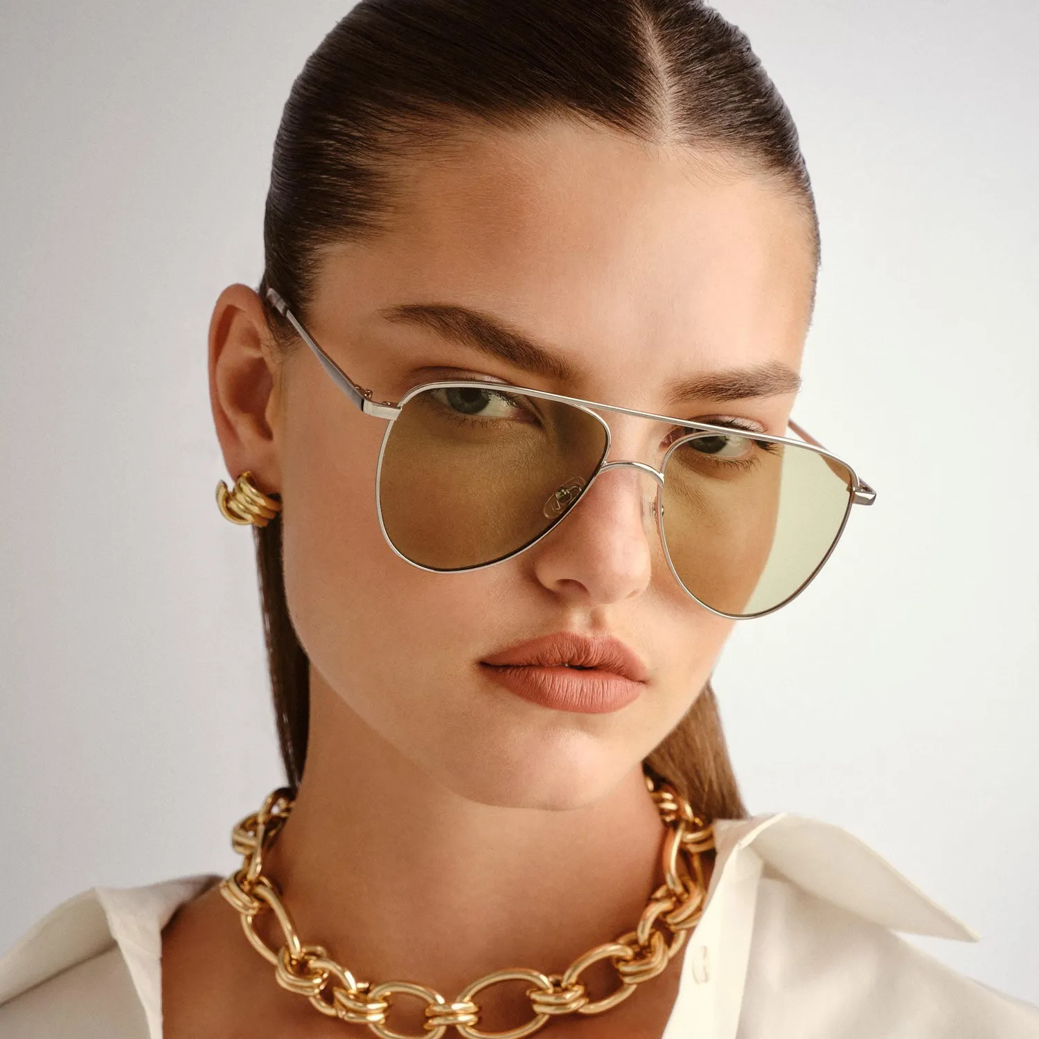 Le Specs The Duke occhiale da sole silver lente verde