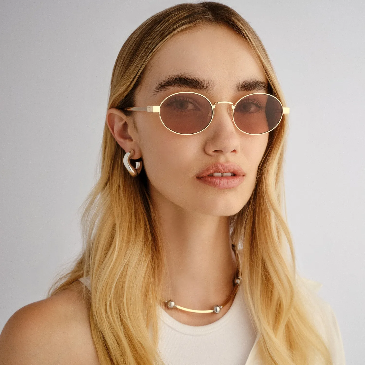Le Specs Poseidon Deux occhiali da sole gold ovali