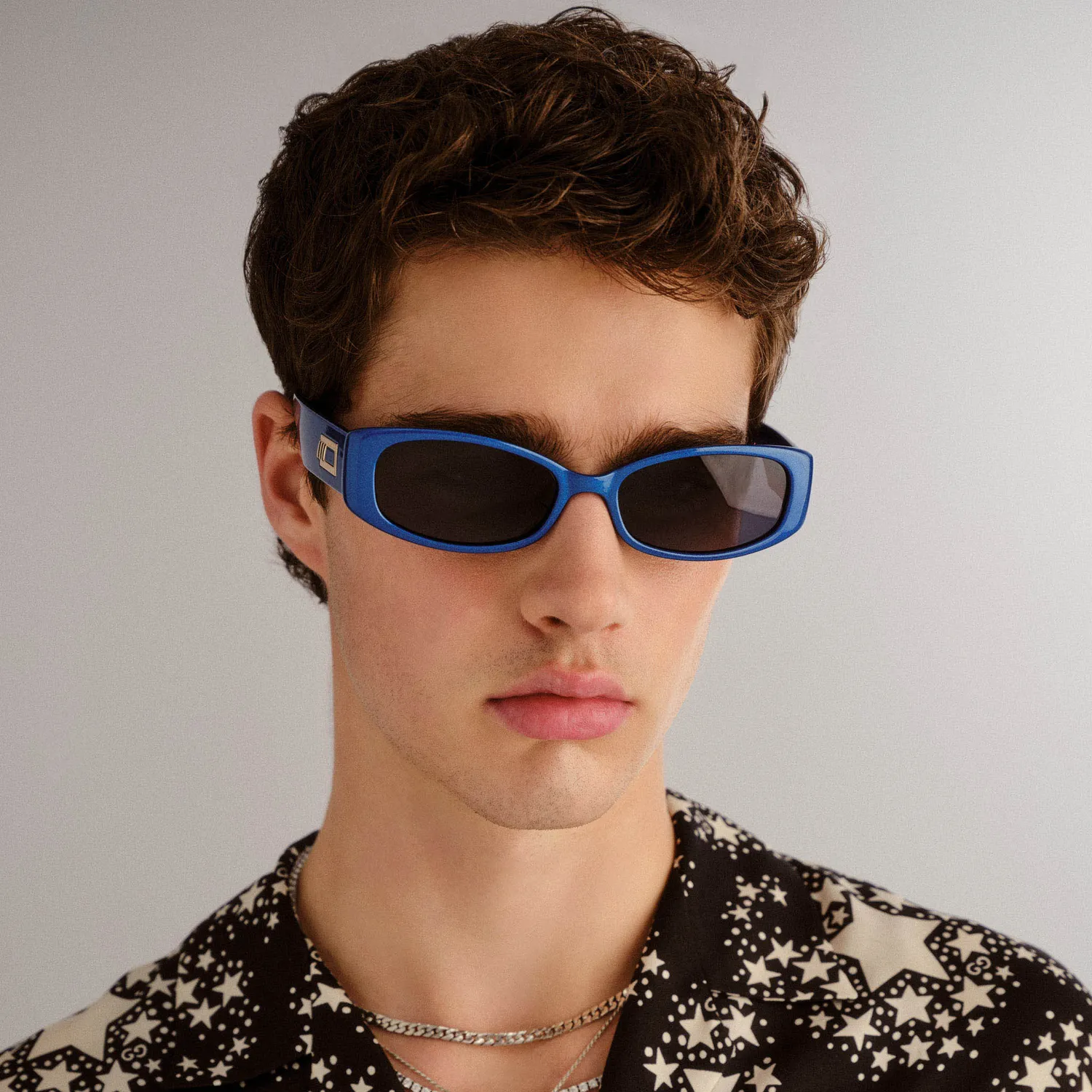 Le Specs Starlight occhiali da sole blu rettangolari
