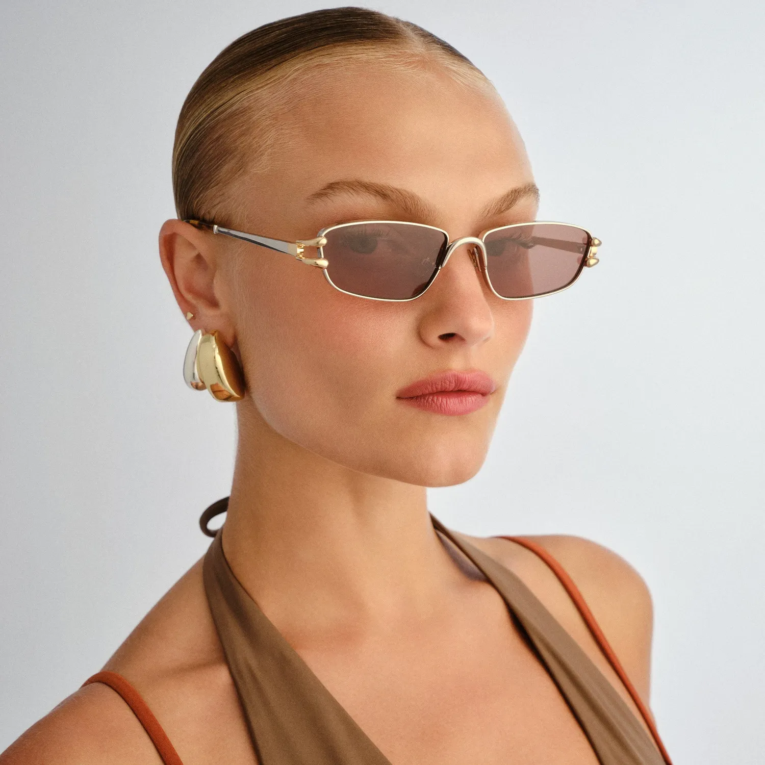 Le Specs Numero Cinco occhiale da sole argento rettangolare