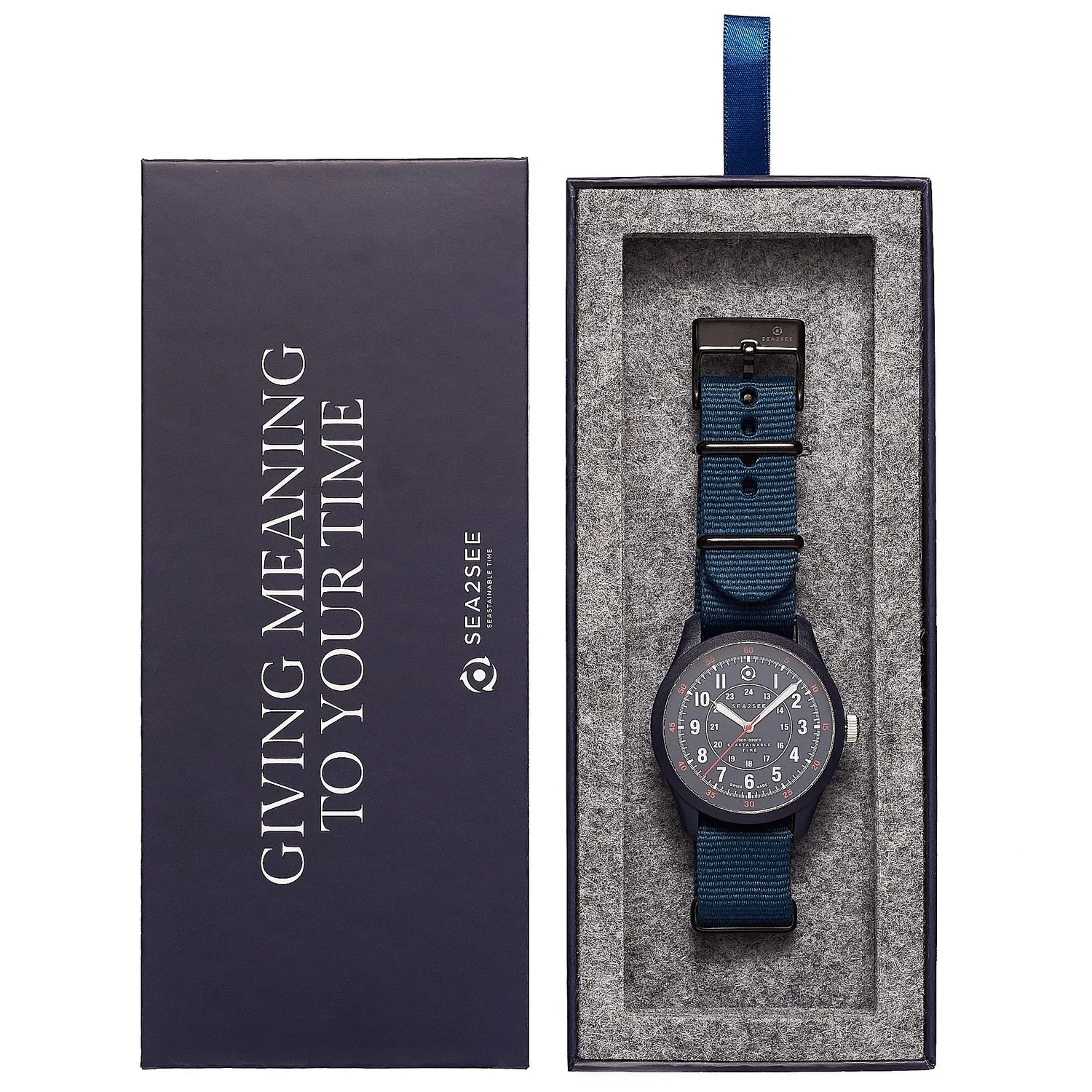 Sea2See Seal 05 orologio 41 mm blu cinturino rosso