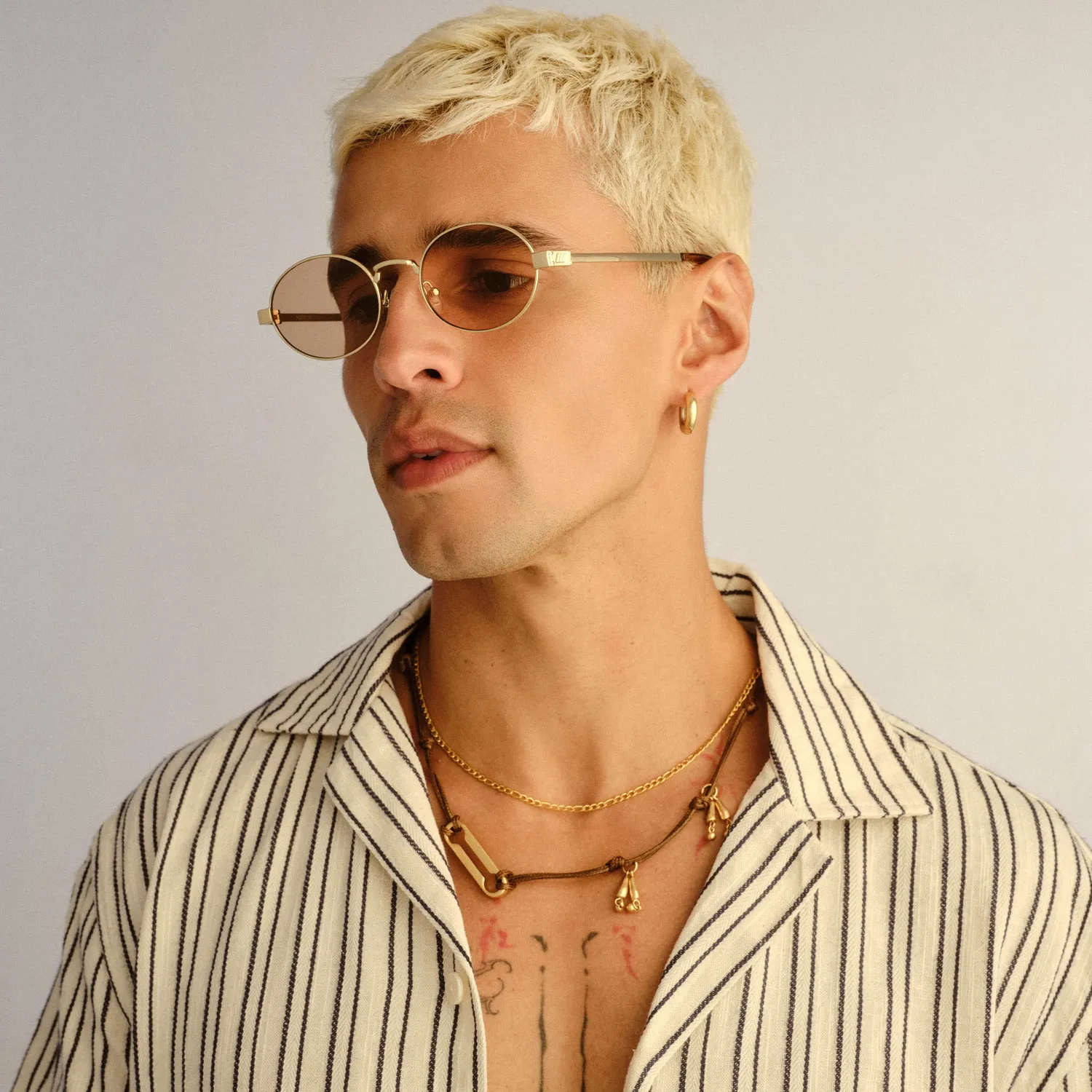 Le Specs Poseidon Deux occhiali da sole oro lente marrone