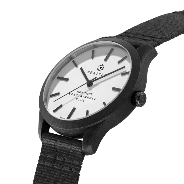 Sea2See Fiji 01 orologio 37 mm nero quadrante bianco