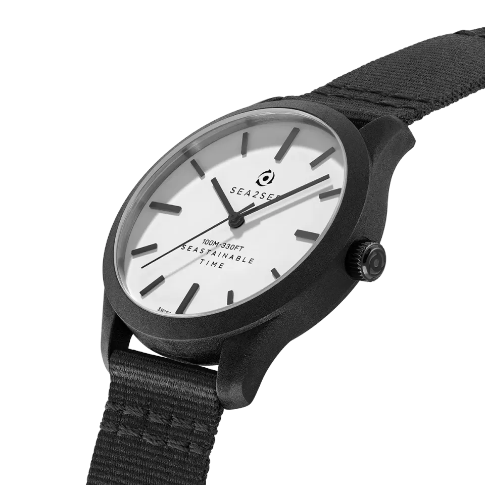 Sea2See Fiji 01 orologio 37 mm nero quadrante bianco