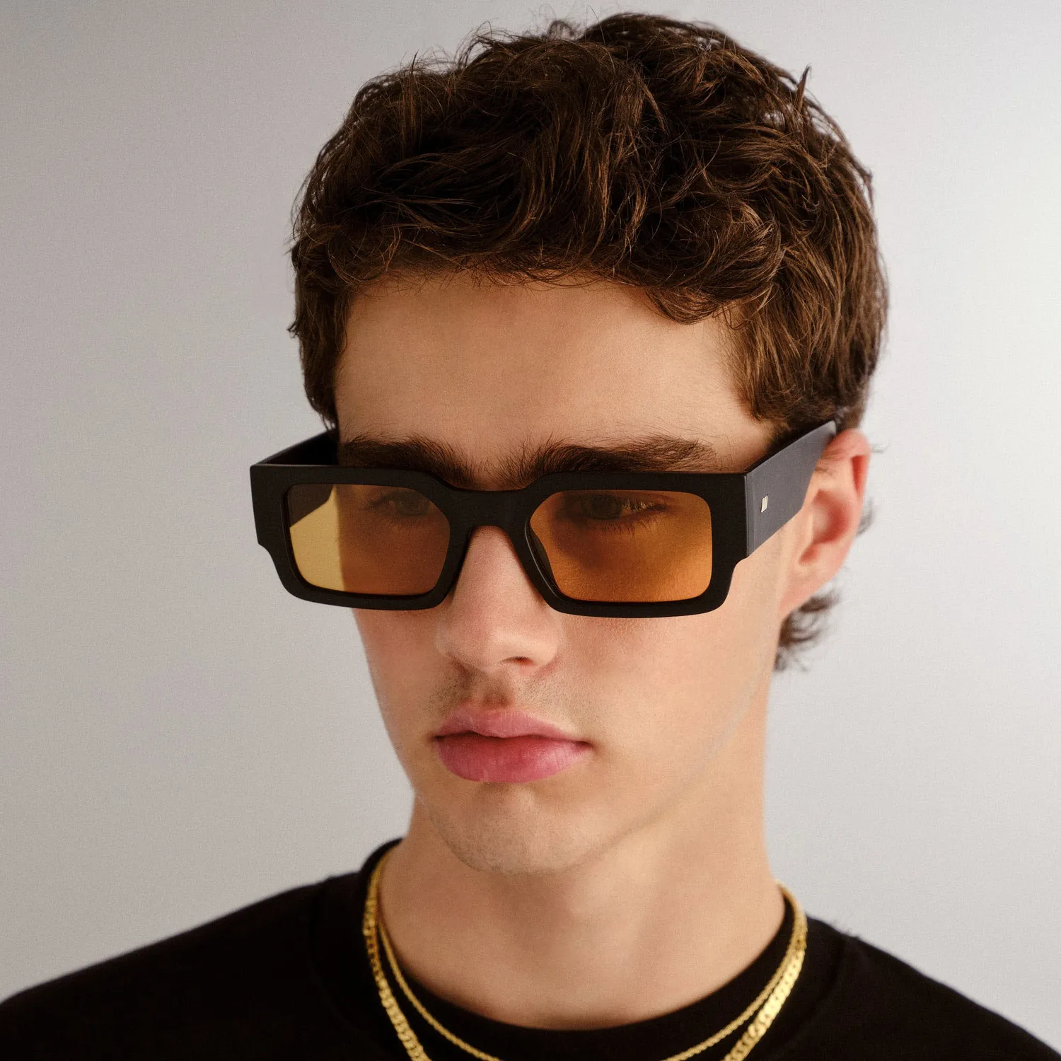 Le Specs Contemplation occhiali da sole nero opaco lenti ottone