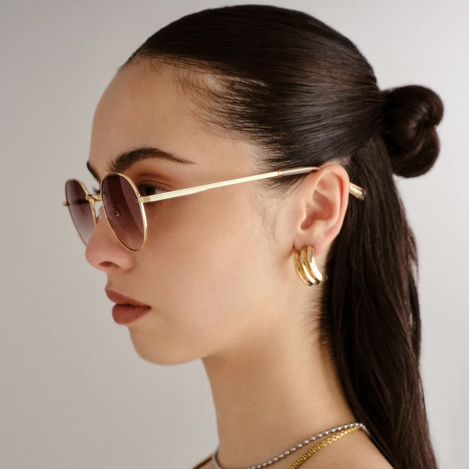 Le Specs Odyssey occhiali da sole tondo oro marrone