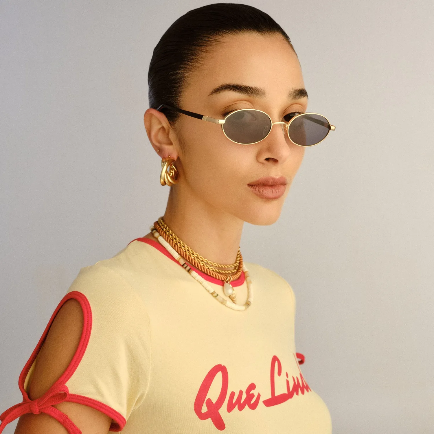 Le Specs Icicle occhiale da sole oro ovale fumo