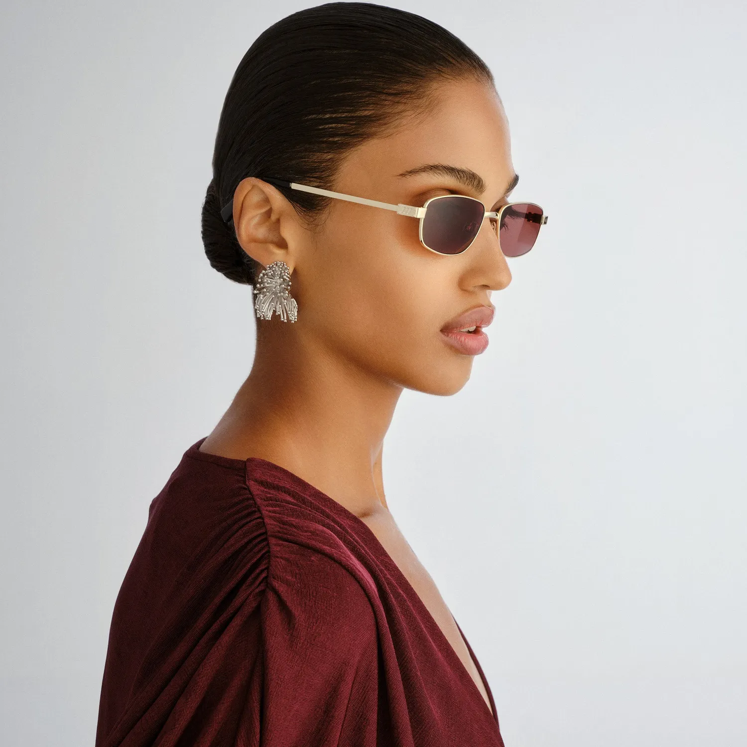 Le Specs Torrid occhiale da sole oro marrone rettangolare