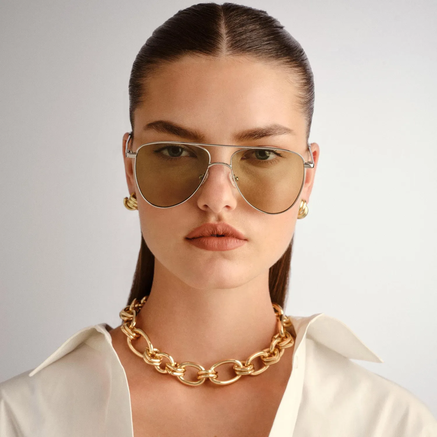 Le Specs The Duke occhiale da sole silver lente verde