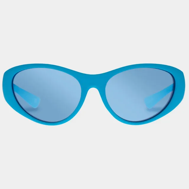 Le Specs Dotcom occhiali da sole cyan specchiati wrap