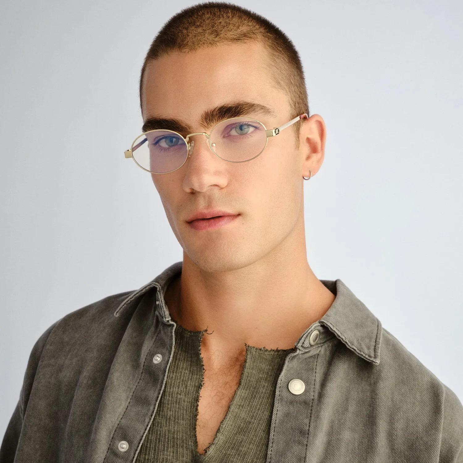 Le Specs Poseidon Deux occhiali luce blu oro ovali