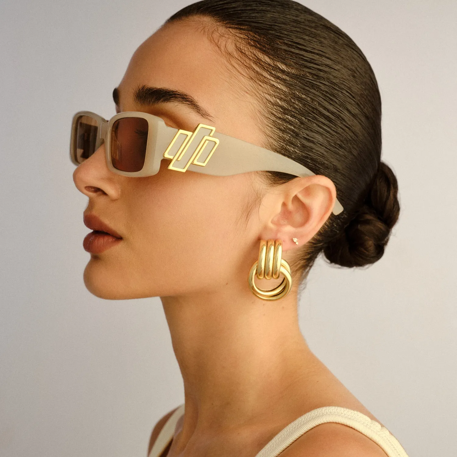 Le Specs Cruel Intentions occhiale da sole oatmeal rettangolare