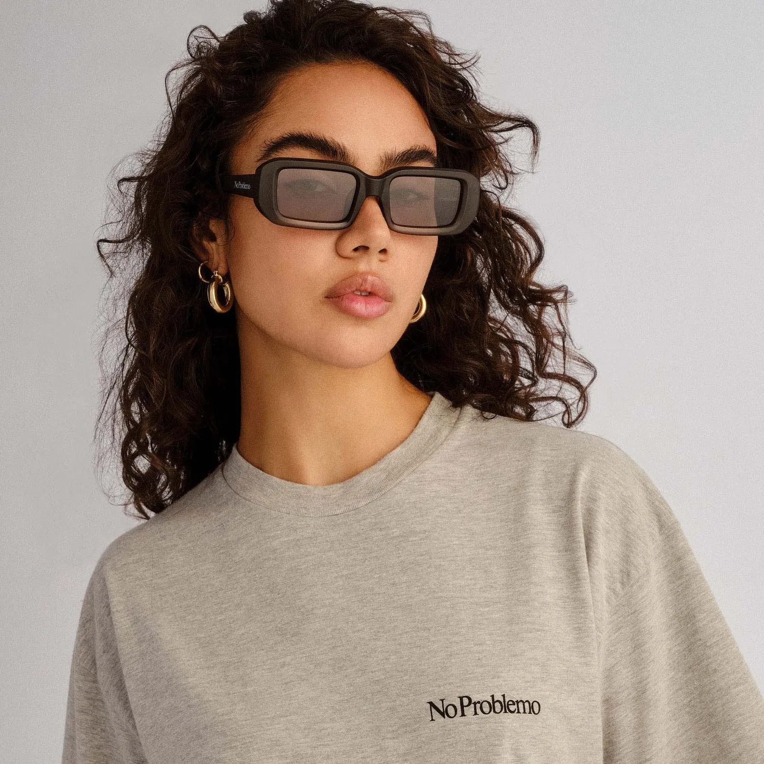 Le Specs Blackpool occhiali da sole nero khaki rettangolari