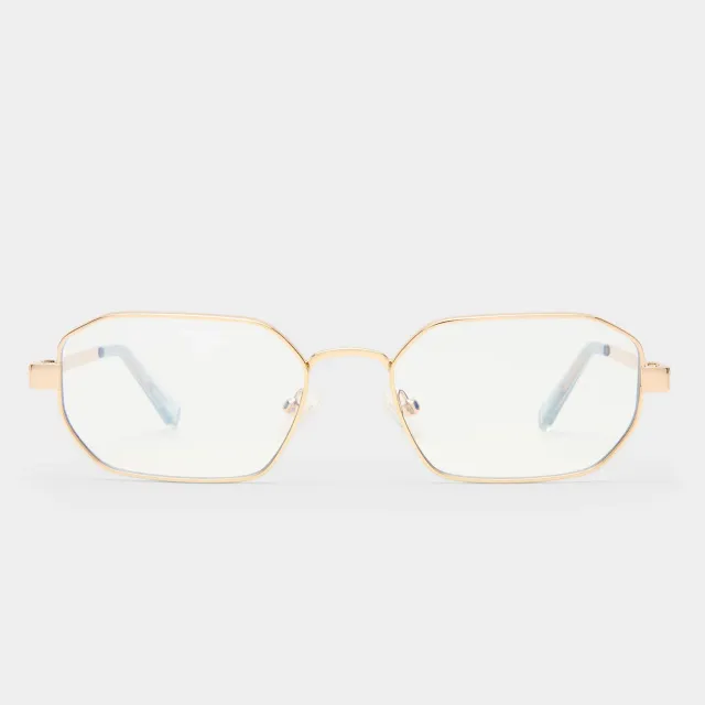 Le Specs Mythic occhiali luce blu oro ottagonali