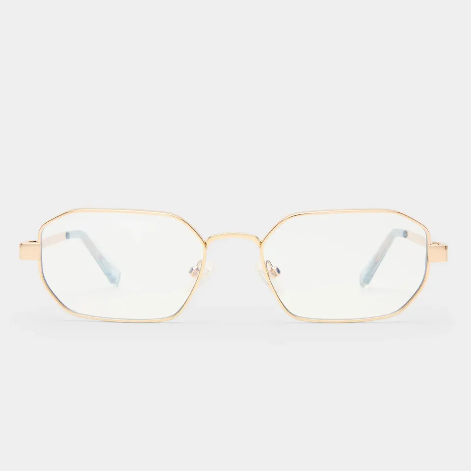 Le Specs Mythic occhiali luce blu oro ottagonali