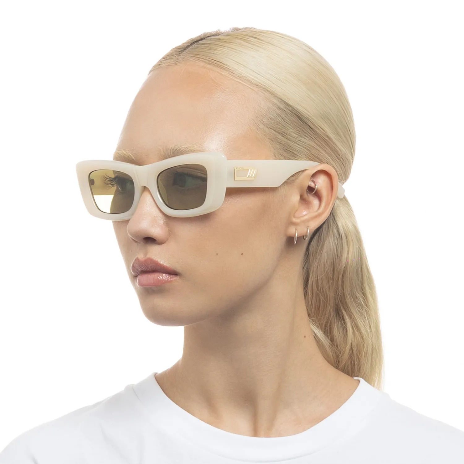 Le Specs Dopamine occhiali da sole milky almond oversize