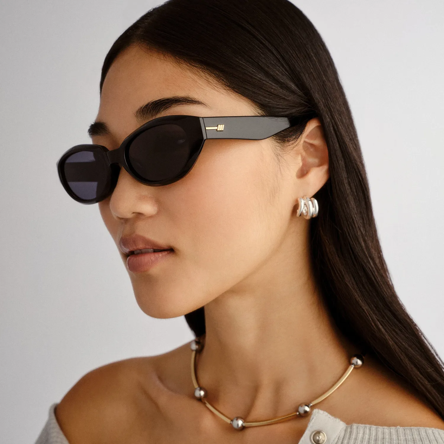 Le Specs Le Bijou occhiale da sole nero ovale