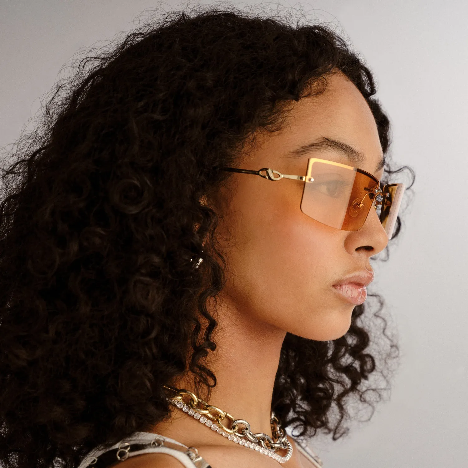 Le Specs Alien occhiale da sole Bright Gold rettangolo