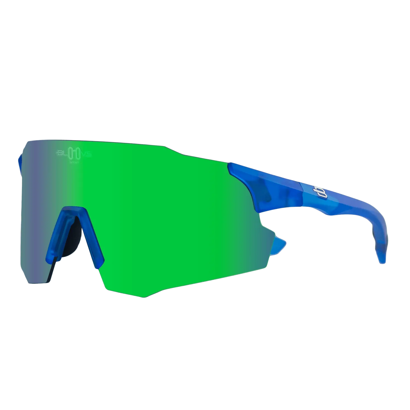 Bloovs Stelvio Crystal Blue Fluor Green occhiale bici leggero