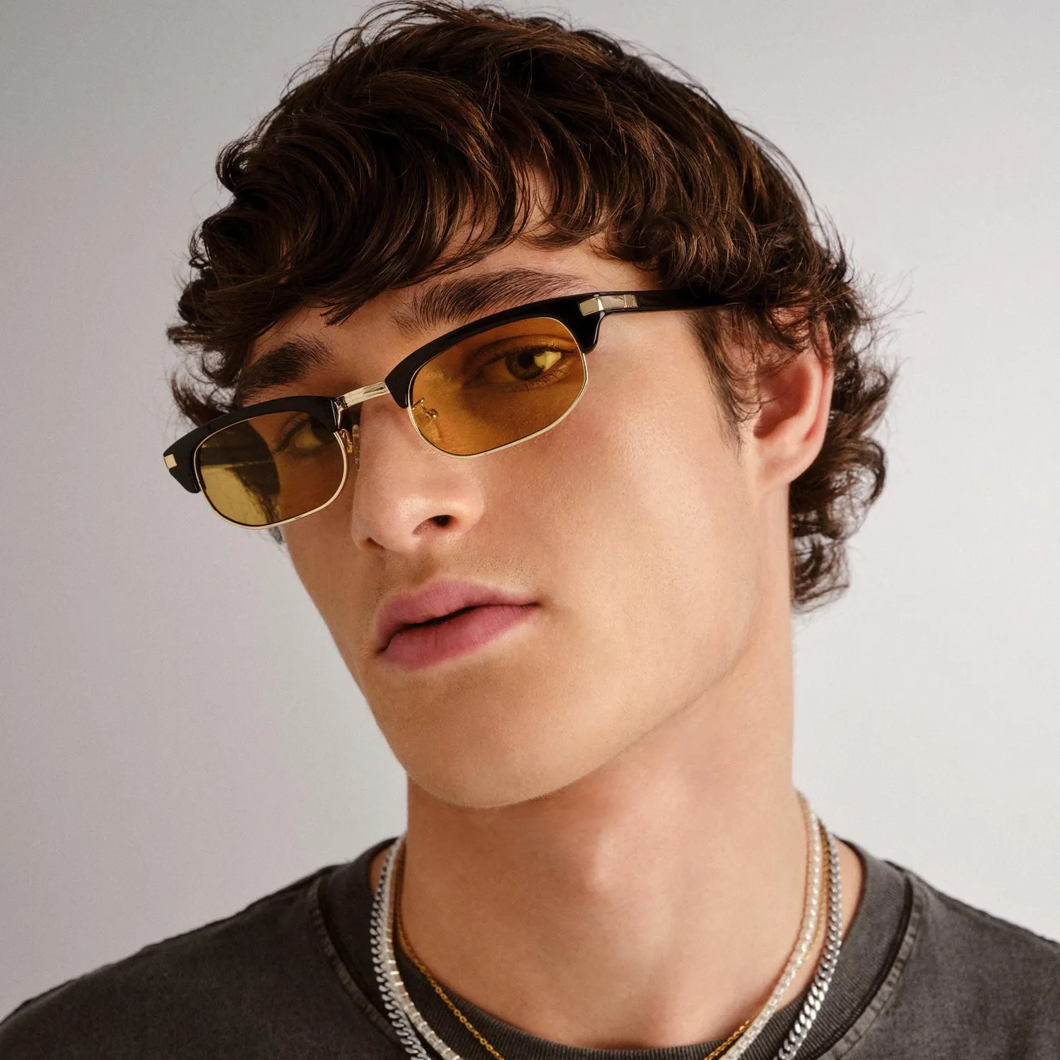 Le Specs Nightingale occhiale da sole nero ocra mono