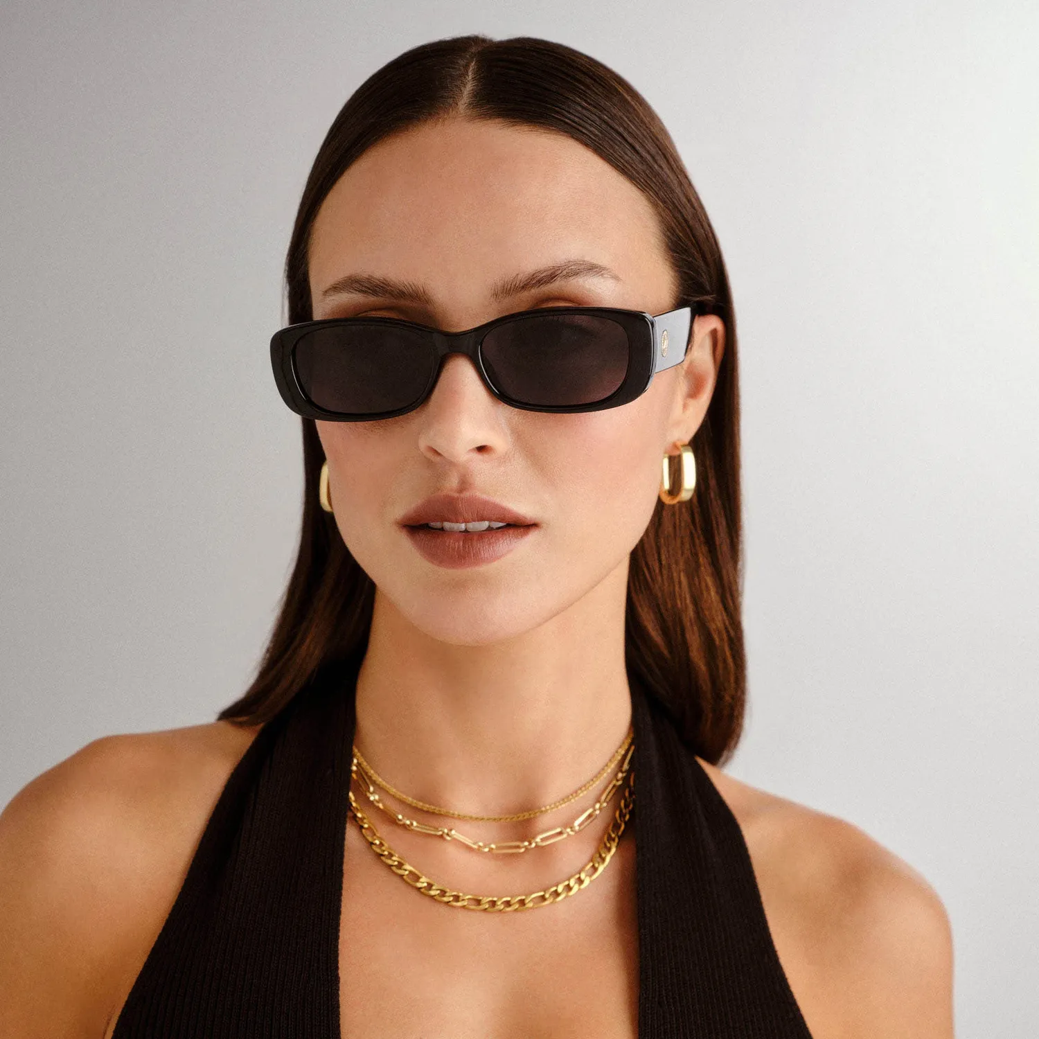 Le Specs Unreal! occhiali da sole nero lucido rettangolari