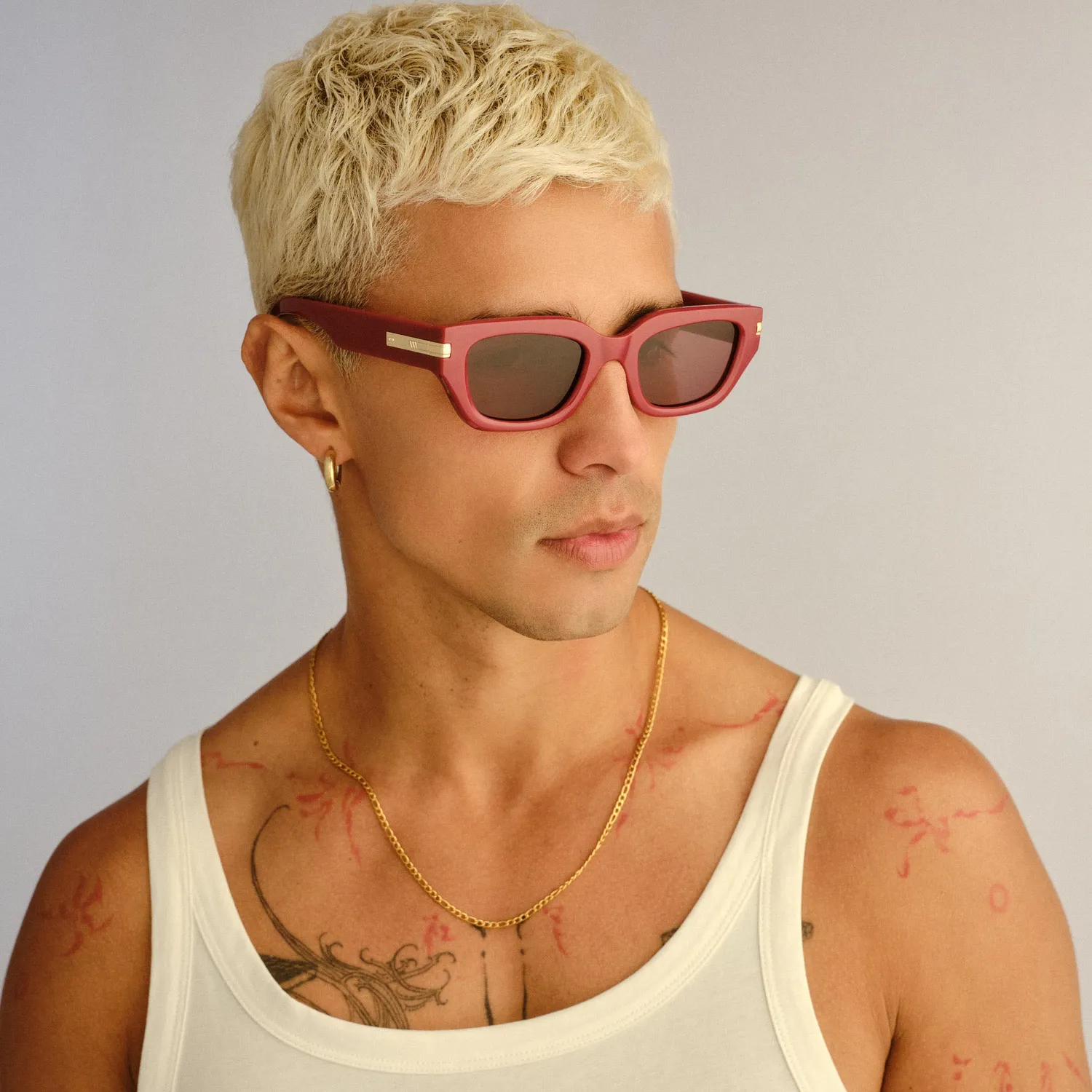 Le Specs Cubito+ occhiale da sole burgundy lente rosa