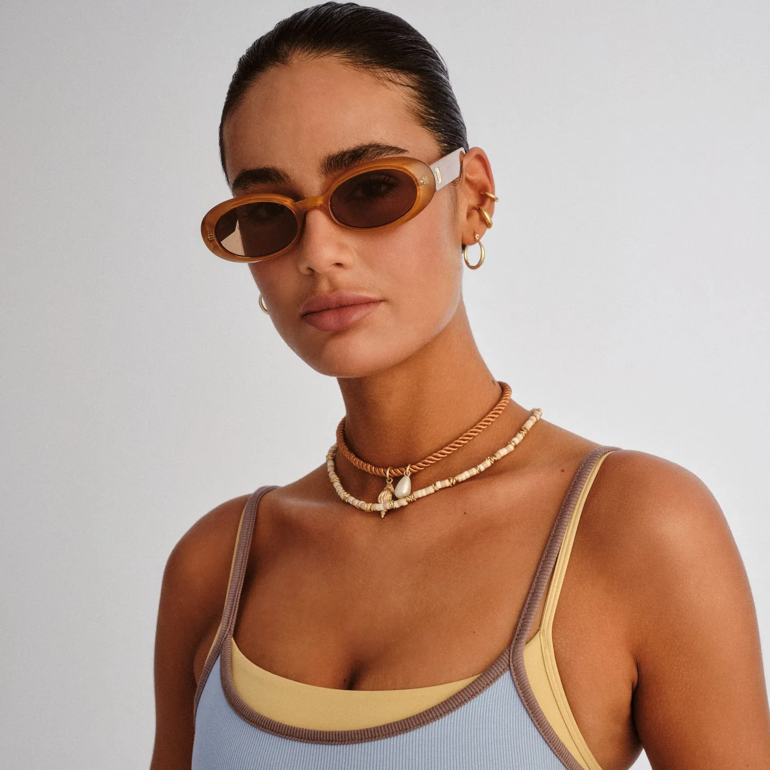Le Specs Work It occhiale da sole oro perla marrone