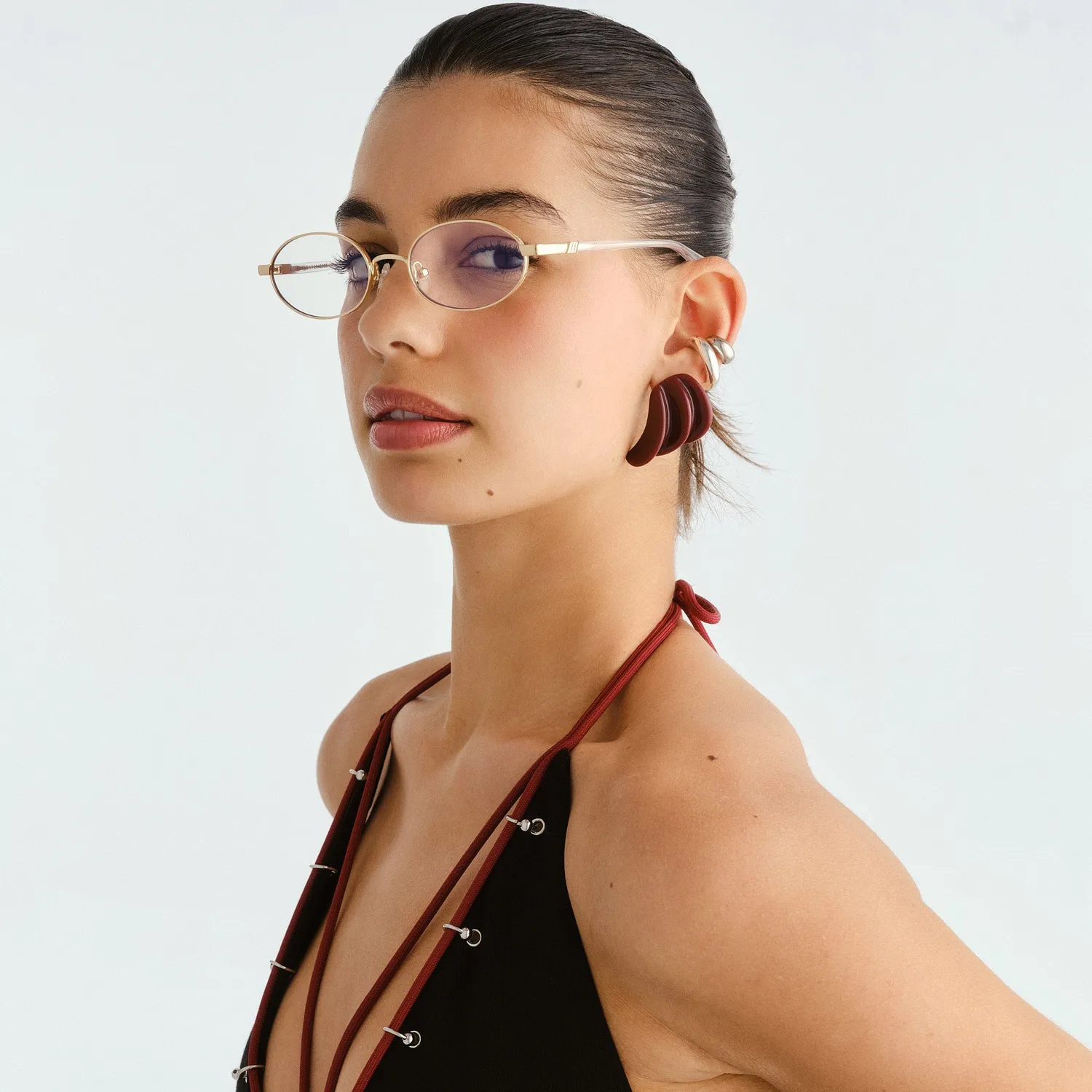 Le Specs Icicle montatura da vista oro luce blu ovale large